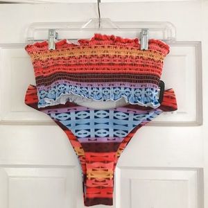Colorful Smocked Zaful Bikini.